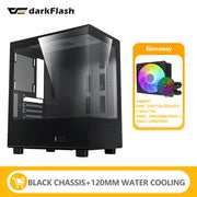 DarkFlash DB330M SeaViewEdge™ – M-ATX Gaming PC Case with 270° Dual Glass Panels & USB 3.0 Front I/O