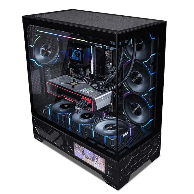 VALKYRIE VK03™ – ATX Gaming PC Case with 6.2" Touchscreen, 270° Sea View Glass & 360mm Water Cooling Support