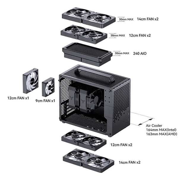 JONSBO Z20 CarryCore™ – 20L Compact ATX/M-ATX PC Case with Detachable Handle, USB Type-C & 163mm GPU Support