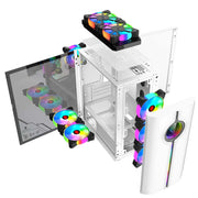 CoreBlaze™ Infinity White – Compact Gaming Case with Tempered Glass, 4 Fan Slots & 240mm AIO Support