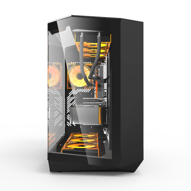 Darkflash DY470 StormGlass™ – ATX Gaming PC Case with Dual 360mm Water Cooling Support & 4 Pre-Installed ARGB Fans