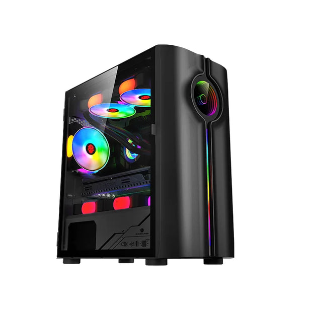 WJCOOLMAN Unlimited Player – Black M-ATX/MINI-ITX Gaming Case with 240mm AIO Support & Panoramic Glass Design