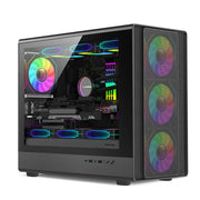 PowerTrain™ N1 VertiGlass M-ATX Gaming Case – Vertical Glass Side, 360mm AIO Support, 420mm GPU Clearance