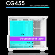 AOC CG455 SeaviewX™ – Black ATX Gaming PC Case with Integrated Curved Glass, 10 Fan Mounts & 360mm Water Cooling Support
