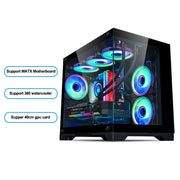 CrystalEdge™ 360 – M-ATX Panoramic Glass PC Case with 360mm Water Cooling Support (No Fans Included)