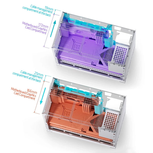 JONSBO D32 PRO Black – Compact M-ATX Desktop PC Case with Adjustable Motherboard Tray, Transparent Panel & 240mm Water-Cooling Support