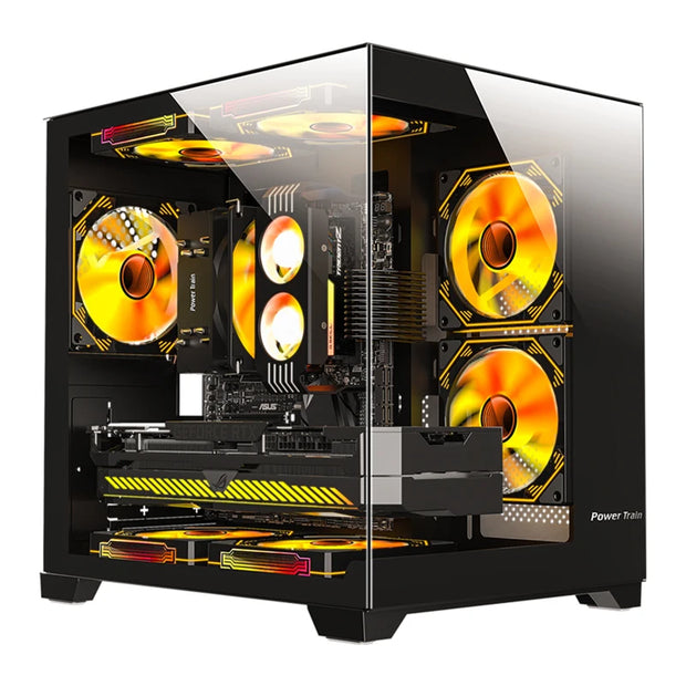 PowerTrain™ Coloured Glaze – 270° Sea View Glass PC Case with 240mm Water Cooling Support