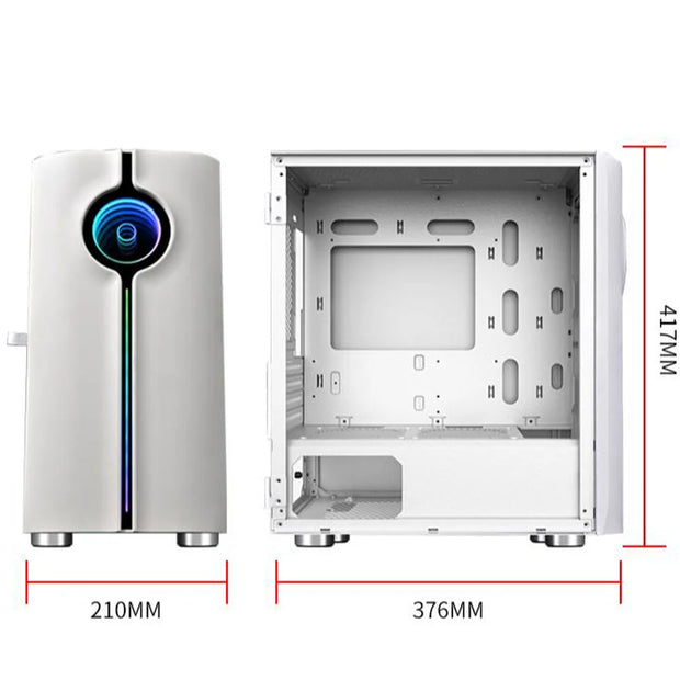 WJCOOLMAN Unlimited Player – Black M-ATX/MINI-ITX Gaming Case with 240mm AIO Support & Panoramic Glass Design