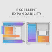Aigo 275P SeaView Core™ – M-ATX/ITX Gaming PC Case with Double-Sided Tempered Glass & Compact Sea View Room Design