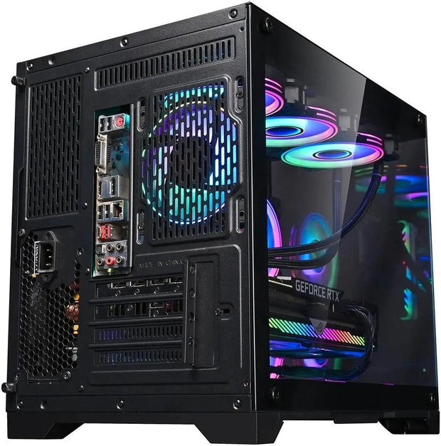 CrystalEdge™ 360 – M-ATX Panoramic Glass PC Case with 360mm Water Cooling Support (No Fans Included)