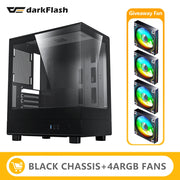 DarkFlash DB330M SeaViewEdge™ – M-ATX Gaming PC Case with 270° Dual Glass Panels & USB 3.0 Front I/O