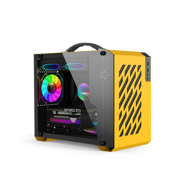 PowerTrain™ X200 MiniFlex – Portable M-ATX/ITX PC Case with USB-C, 240mm Water Cooling Support & Handheld Design