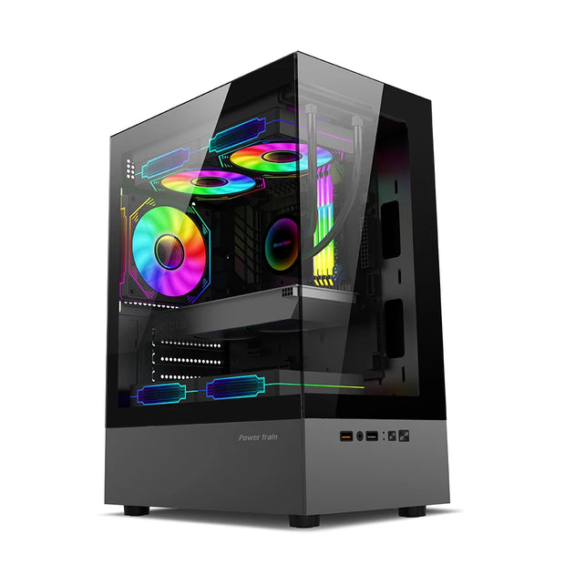 Power Train Illusionary Realm™ – M-ATX/ITX Seaview Gaming PC Case with Side Transparent Panel & 240mm Water Cooling Support