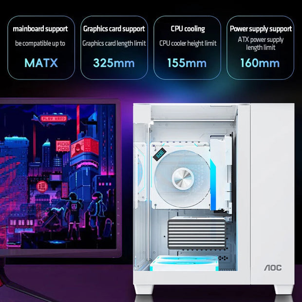 Yeah Magic Cube Seaview™ – M-ATX Gaming Desktop PC Case with Glass Panel, 5 Fan Mounts & 240mm Water Cooling Support