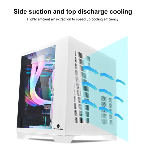 ShadowBox Mini – M-ATX Panoramic Gaming PC Case with 240/120mm Water Cooling Support & Pillar-Free Glass Design