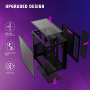 RUIX™ OV403 PrismFlow – ATX Mid-Tower Gaming PC Case with 4× ARGB Fans, Three-Sided Glass & GPU Support