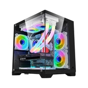 ShadowBox Mini – M-ATX Panoramic Gaming PC Case with 240/120mm Water Cooling Support & Pillar-Free Glass Design